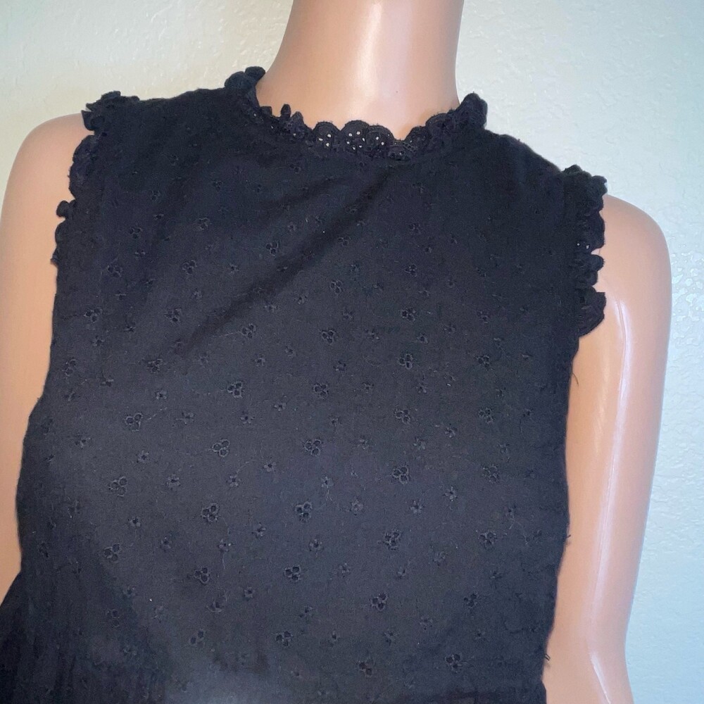 LuLus Be My Sweetie Black Eyelet Lace Babydoll Midi Dress SZ XS ruffle neck - Picture 6 of 11